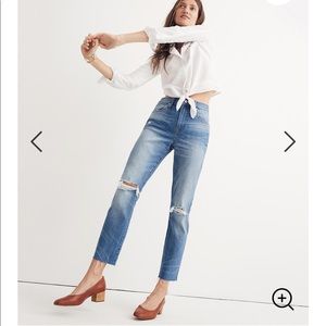 Madewell High-Rise Slim Boyjean: Knee-Rip Edition